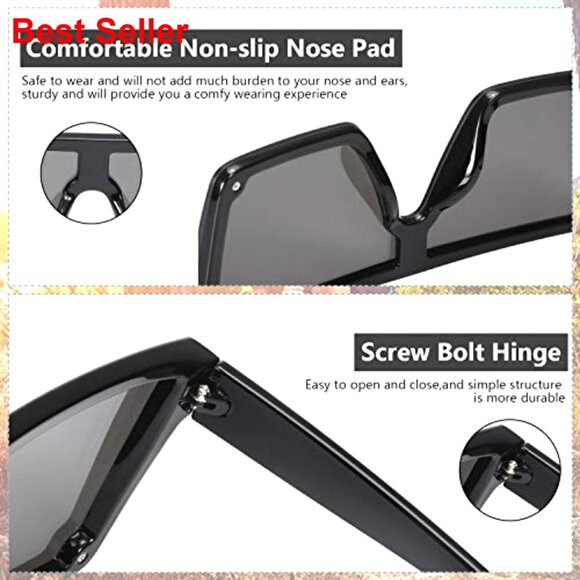 Oversized Flat Top Square Sunglasses Vintage Unisex Square Shade Glasses main image 5
